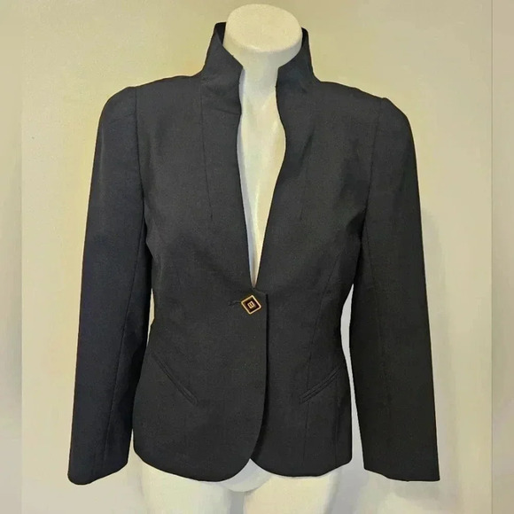 Trina Turk Blazer Black Wool Blend Size 4 - Picture 1 of 11